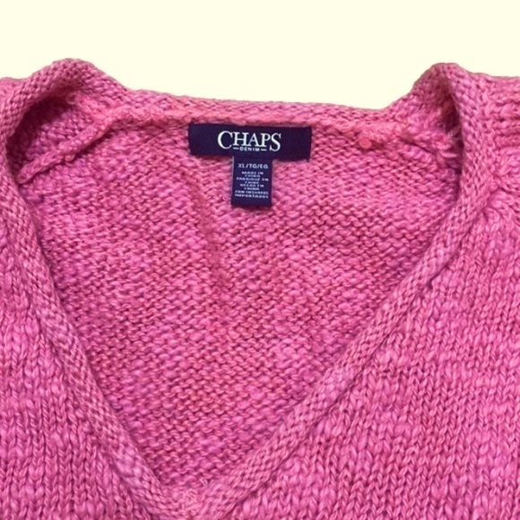 CHAPS pullover pink sweater ~ Size XL - Picture 2 of 5